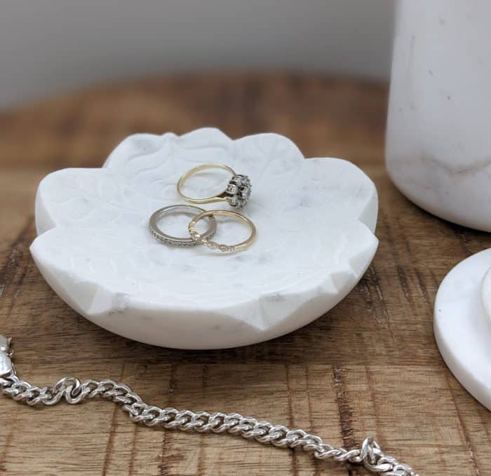 Bianco Marble Leaf Trinket Bowl Product