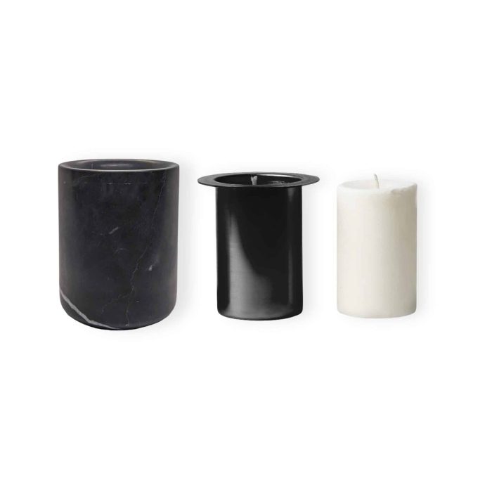 Natural stone candle holder and white candle