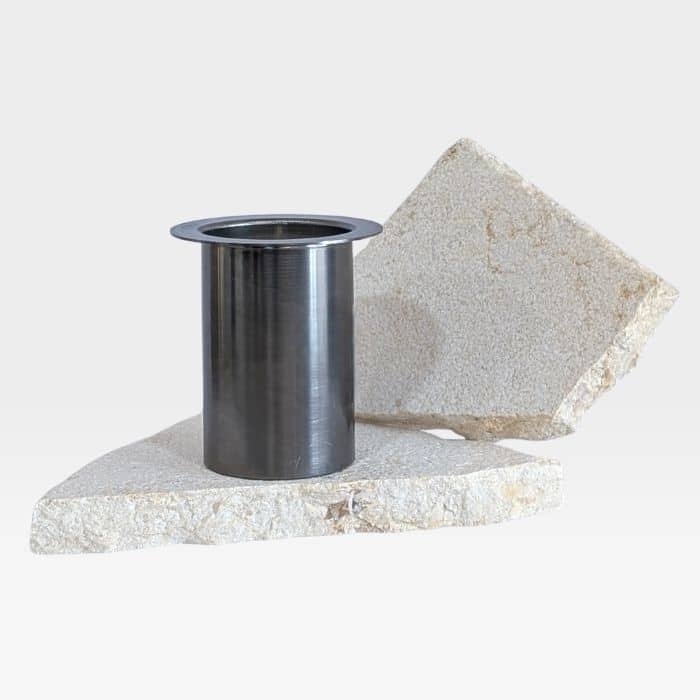Silver metal candle insert for refillable stone candle holders, durable and reusable design