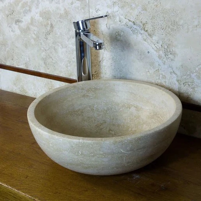 celio light travertine honed basin