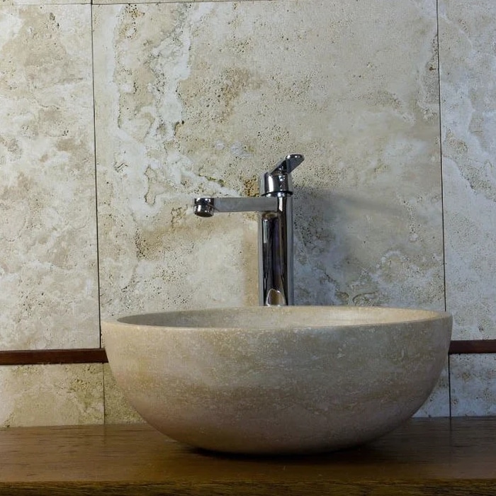 celio light travertine honed basin
