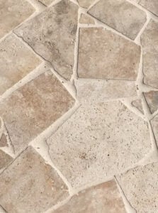 Random Rectangular Paving Light Tan Travertine Crazy Paver | Stone Design & Co