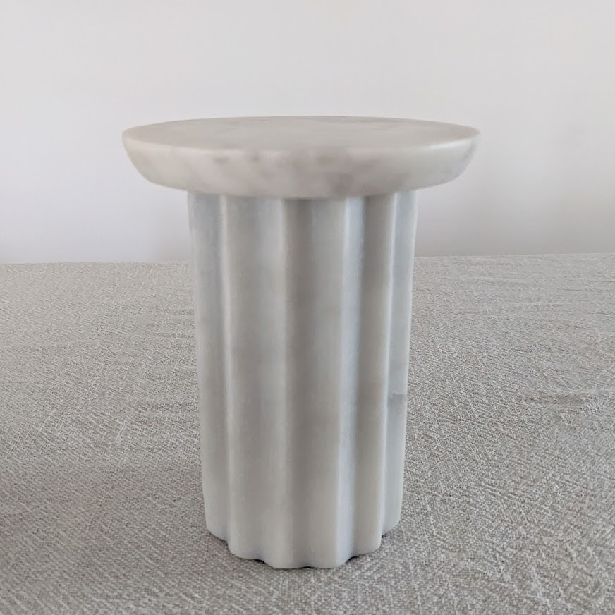 Encote Arctic White Marble Candle Plinth Small
