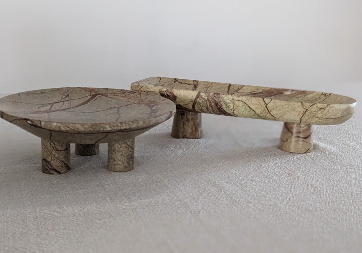 Forest Green Marble Footed Platter