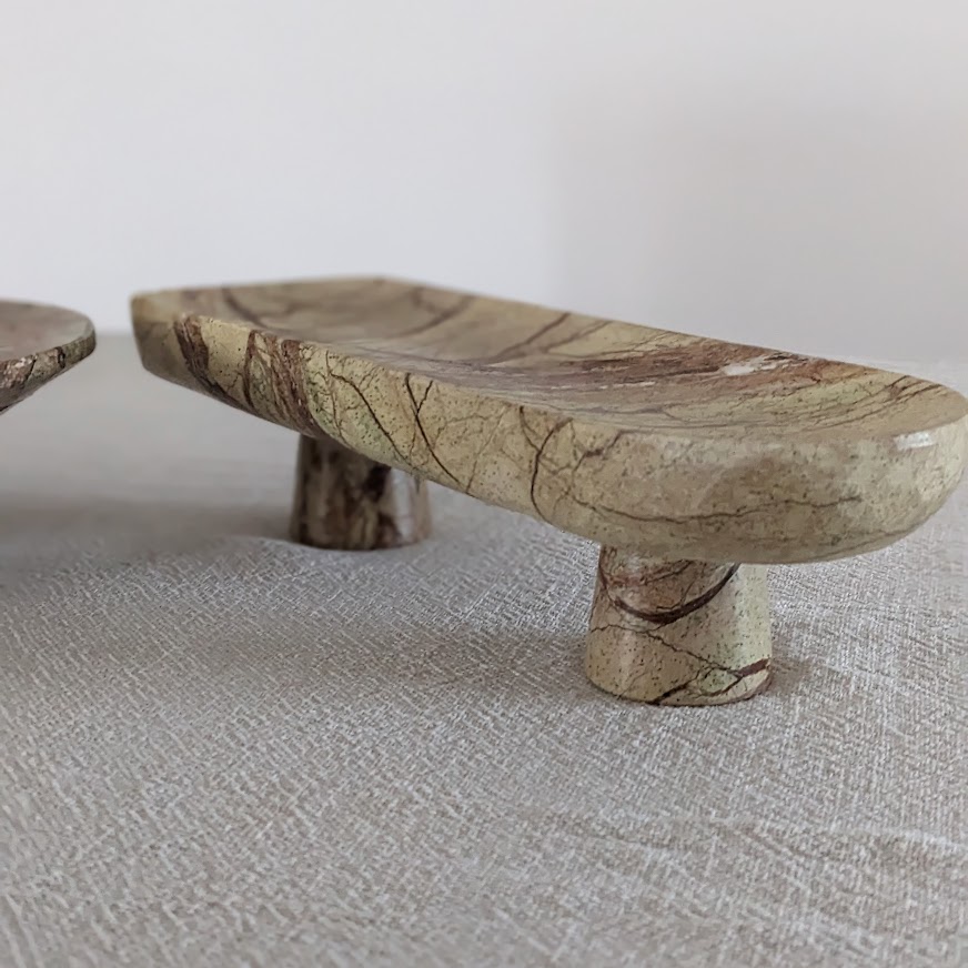 Forest Green Marble Footed Platter