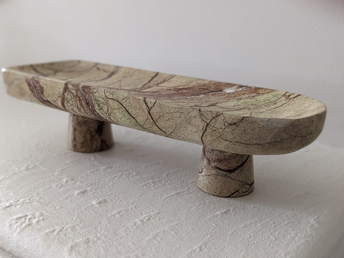Forest Green Marble Footed Platter