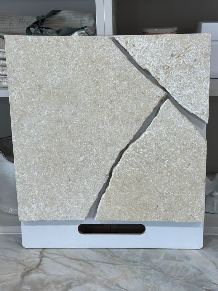 Crema Novelda Brushed & Tumbled Crazy Paving is characterised by a blend of light creams with unique golden fossiling. This durable stone withstands harsh weather and does not retain heat, making it the perfect choice in the Queensland and Northern NSW summer heat.