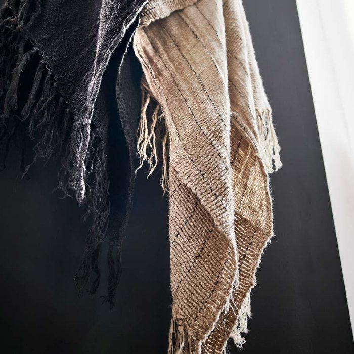 Mayla Oversized Linen/Cotton Throw - Natural/Black