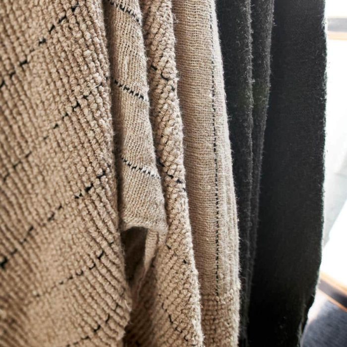 Mayla Oversized Linen/Cotton Throw - Natural/Black