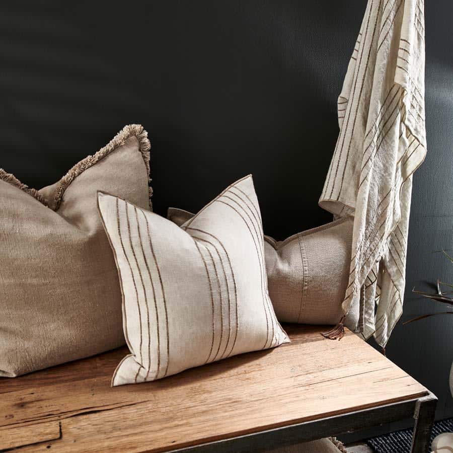 Rock Pool Linen Throw Natural/Organic Stripe