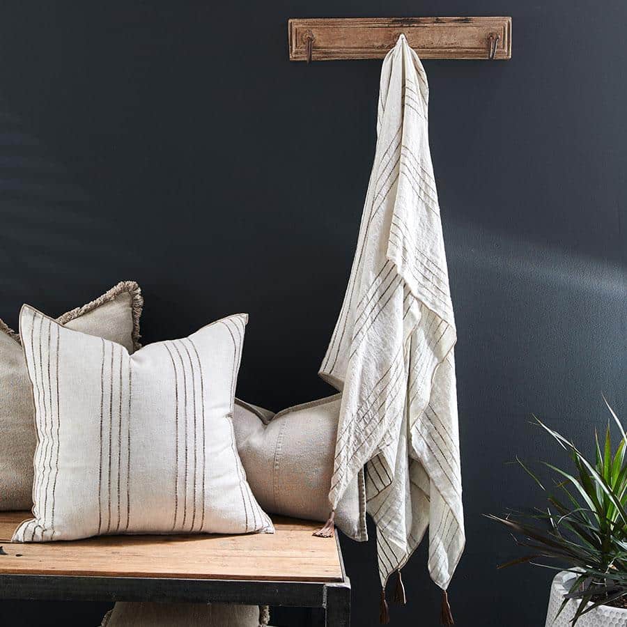 Rock Pool Linen Throw Natural/Organic Stripe