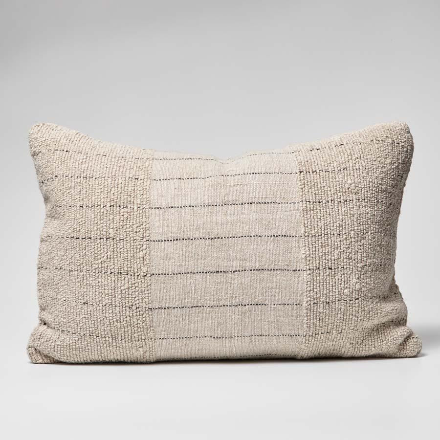 Mayla Linen/Cotton Cushion Natural with Black Stripe
