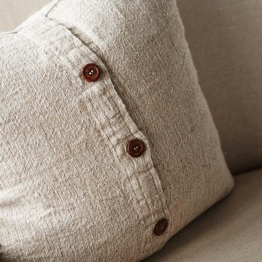 Mayla Linen/Cotton Cushion Natural with Black Stripe