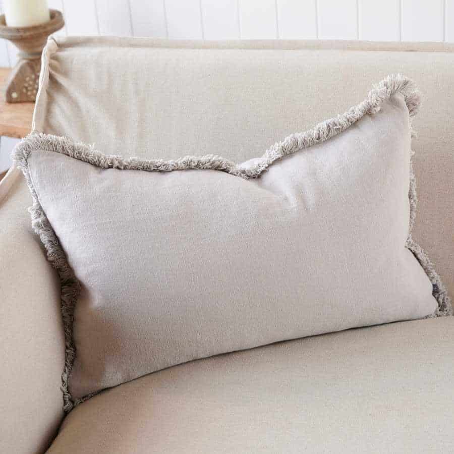 Luca Boho Linen Cushion Silver Grey