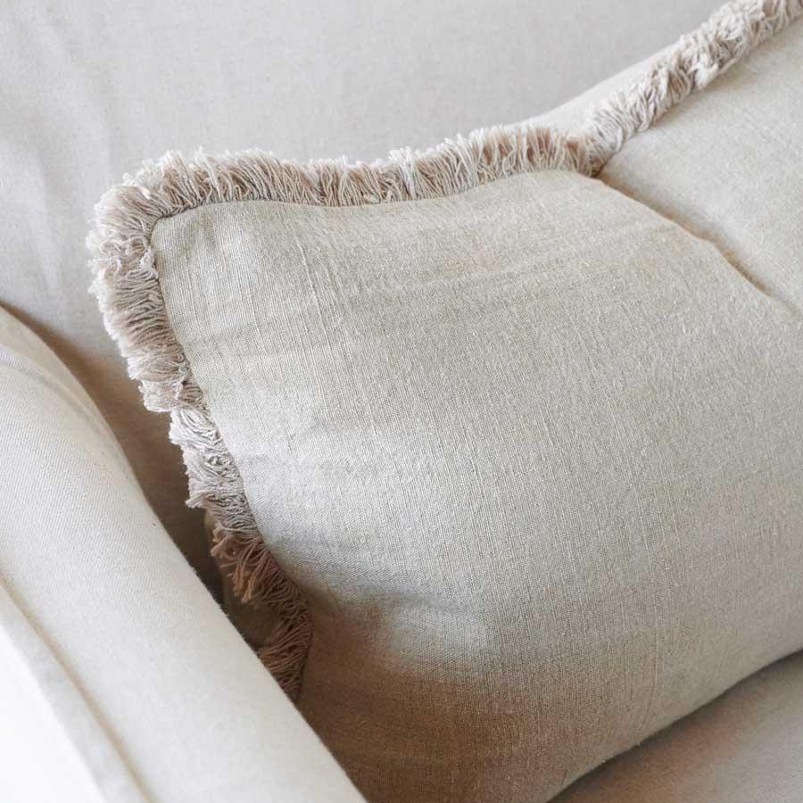 Luca Boho Linen Cushion Natural