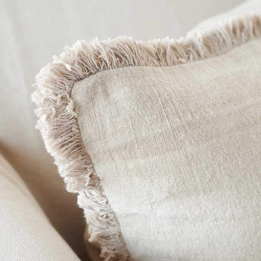 Luca Boho Linen Cushion Natural
