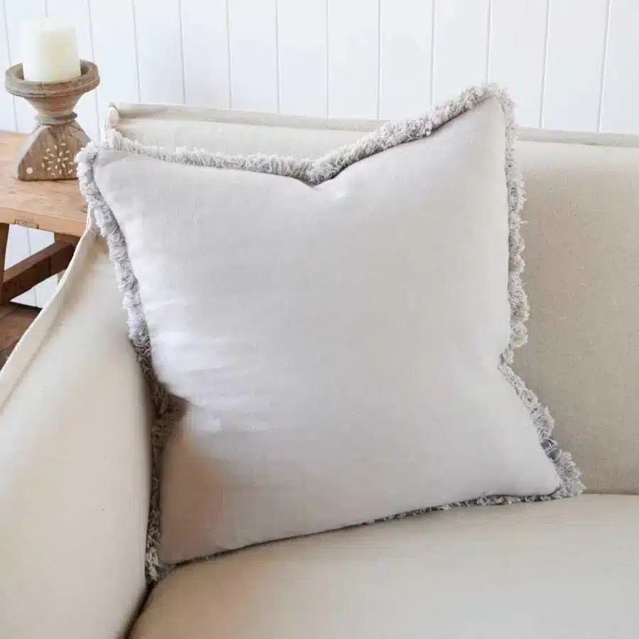 Luca Boho Linen Cushion Silver Grey