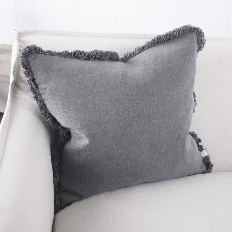 Luca Boho Linen Cushion Slate