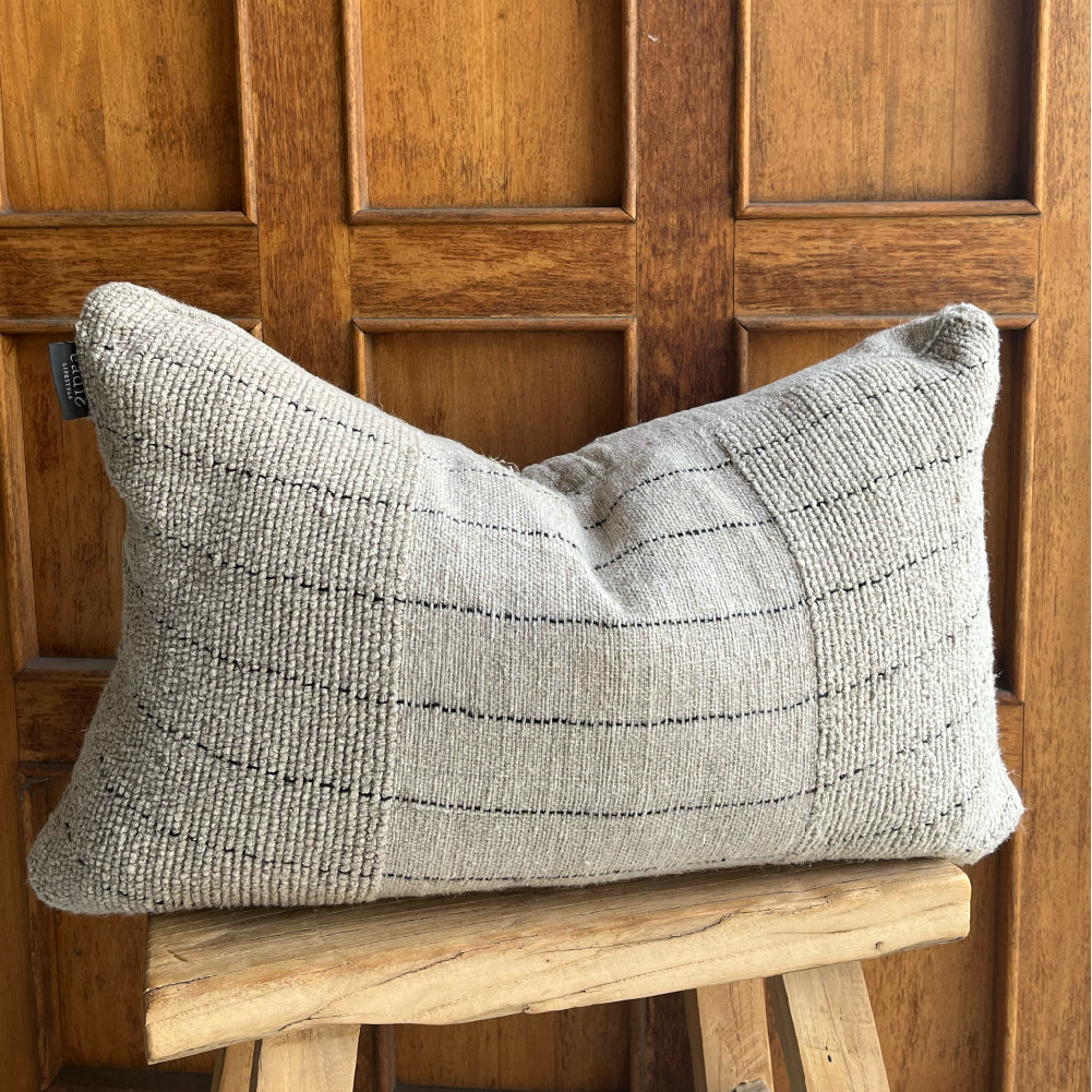 Mayla Linen/Cotton Cushion Natural with Black Stripe