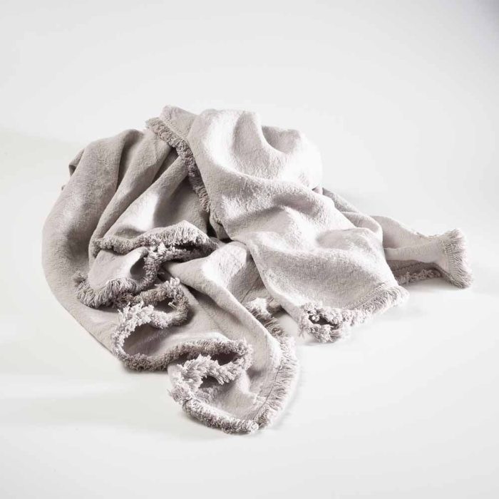 Luca Boho Linen Throw Silver Grey