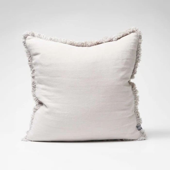 Luca boho linen silver cushion with fringe