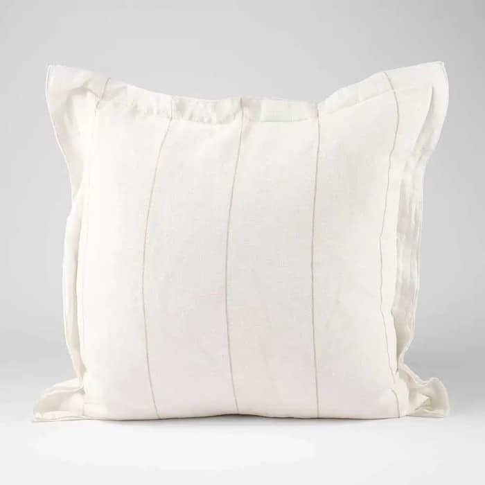 Carter white with natural stripe linen cushion