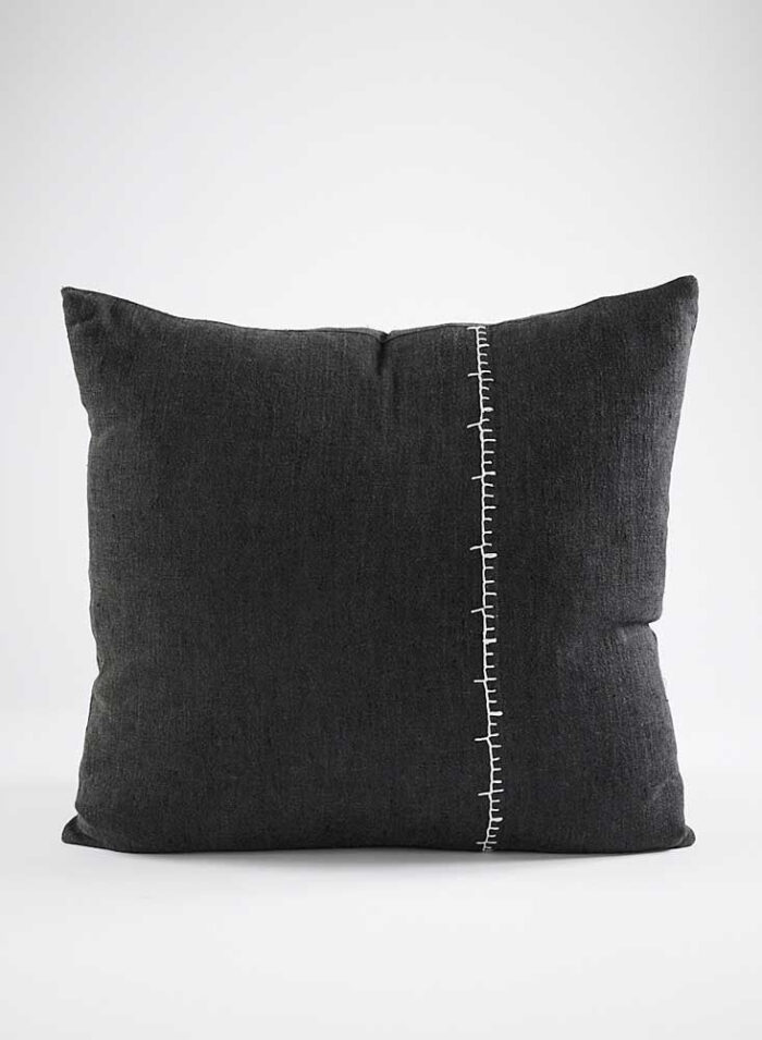 Ella Linen Cushion - Black/White - Image 4