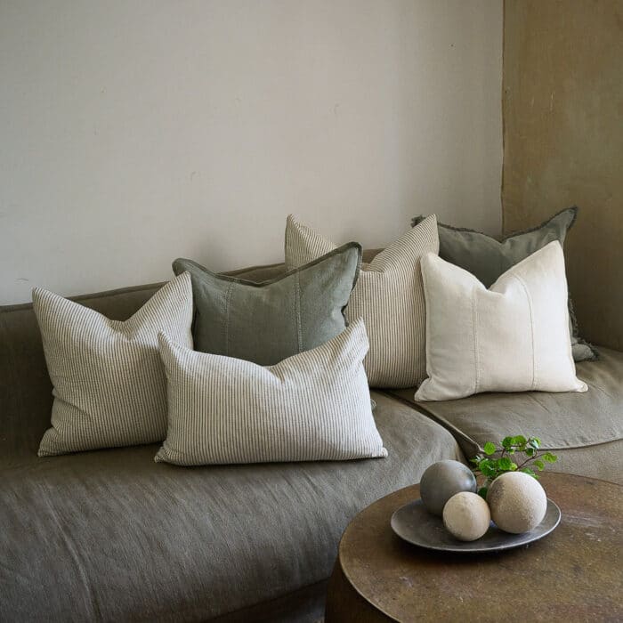 Marina Cushion - Off White/Pistachio Stripe - Image 5