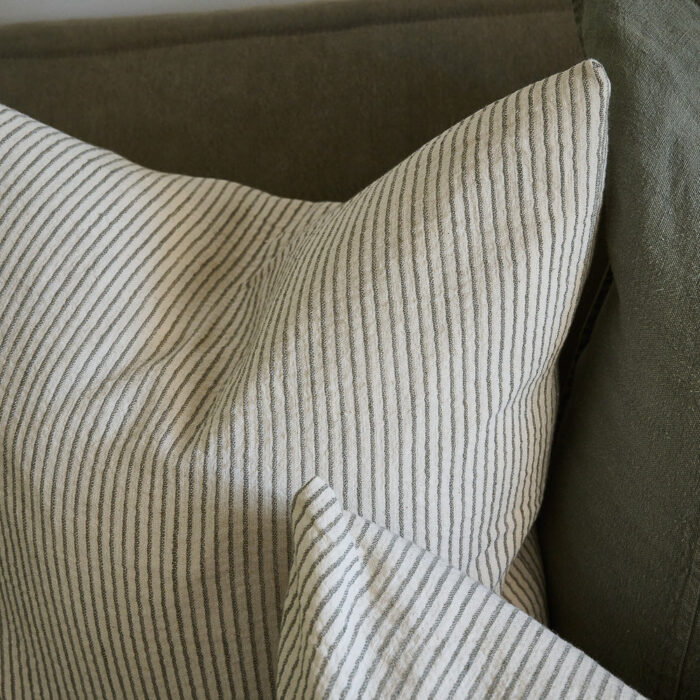 Marina Cushion - Off White/Pistachio Stripe - Image 4