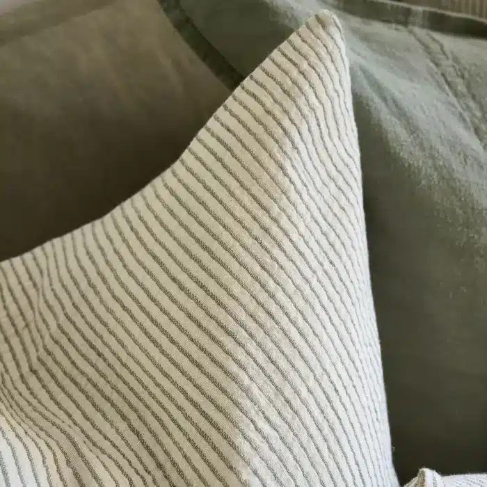 Marina Cushion - Off White/Pistachio Stripe - Image 3