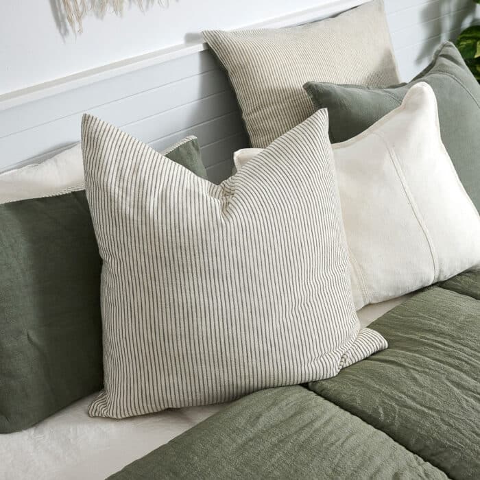 Marina Cushion - Off White/Pistachio Stripe - Image 2