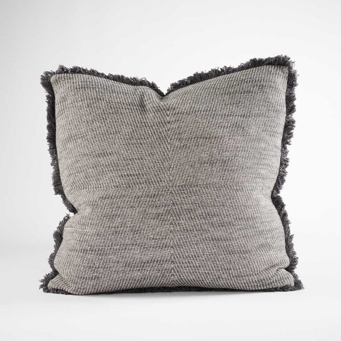 Amay Cushion charcoal with fringe