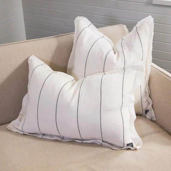 Carter white with charcoal stripe cushion