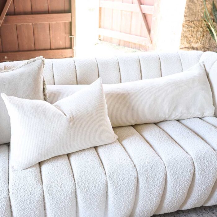 Marina Long Lumbar Cushion - Off White/Natural Stripe - Image 3