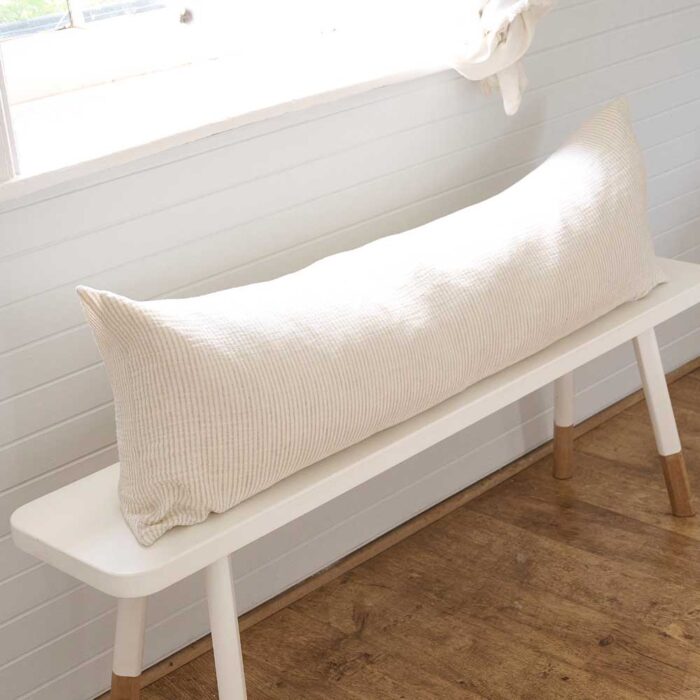 Marina Long Lumbar Cushion - Off White/Natural Stripe - Image 4