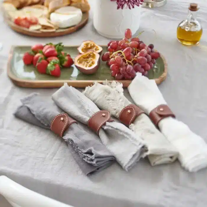 Soft Leather Napkin Rings Set - Image 2