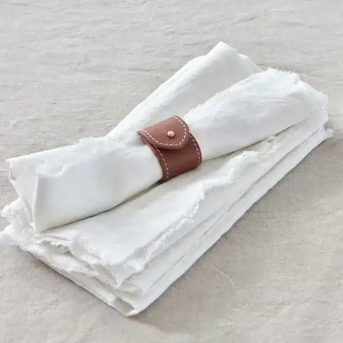 Soft Leather Napkin Rings Set