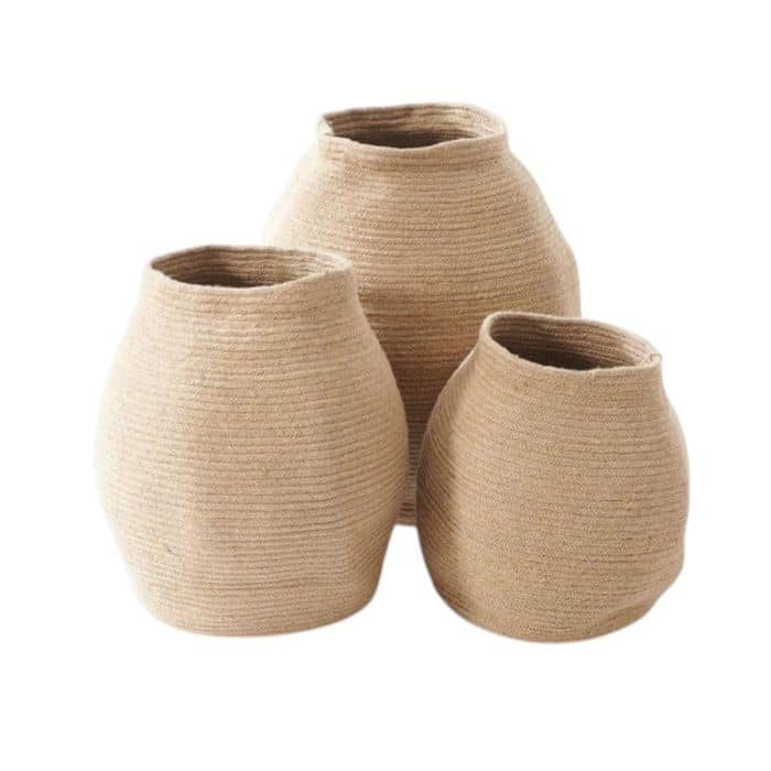 Jute set of three vaso floor basket