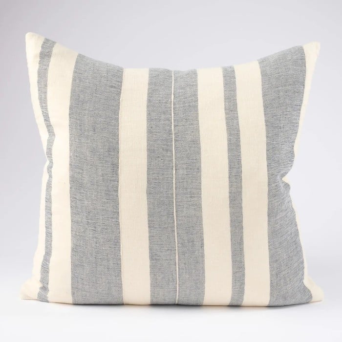 Lido stripe off white and navy cushion