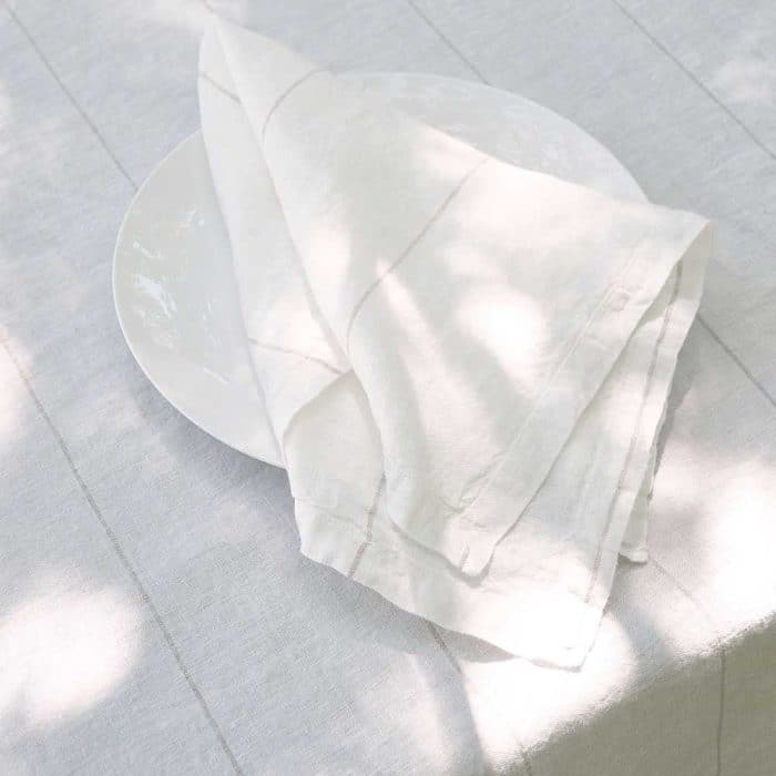 Carter Napkin Set - Off White With Natural Stripe - Image 3