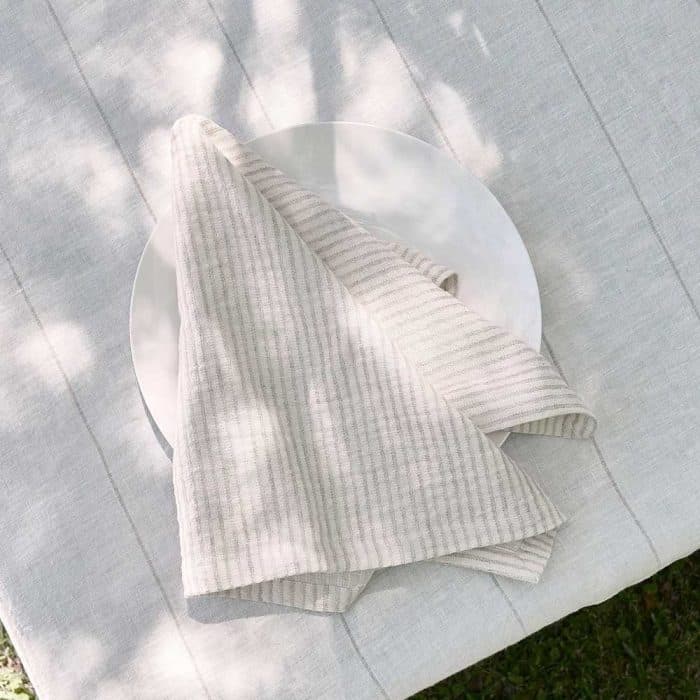 Marina Napkin Set - Off White With Natural Stripe - Image 2