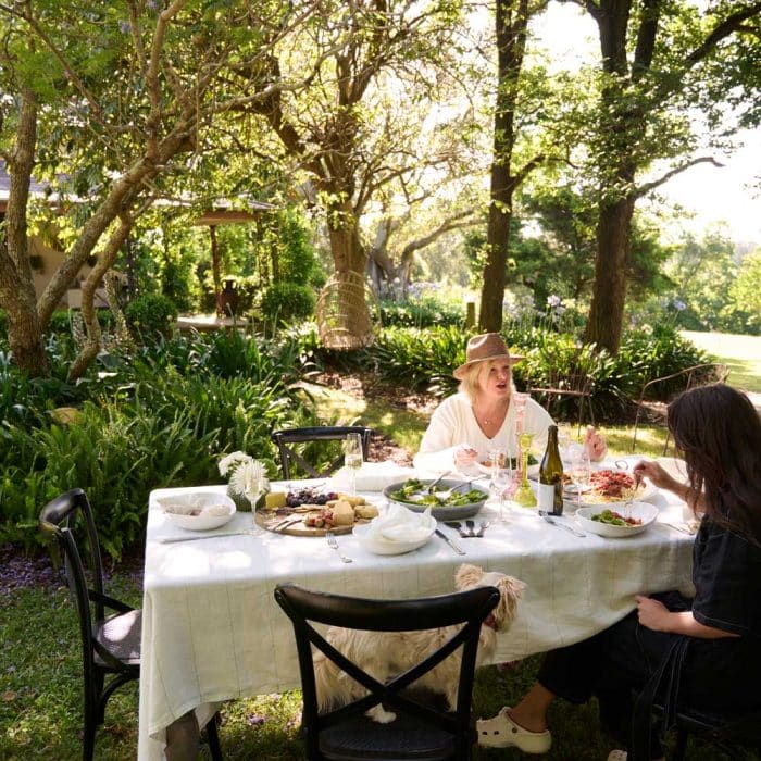 Carter Linen Tablecloth - Off White With Natural Stripe - Image 4