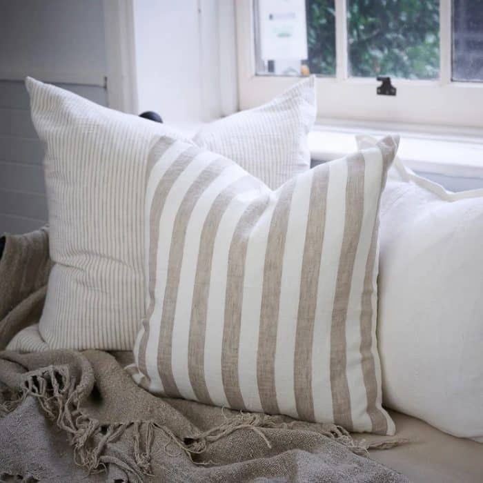 Santi Cushion - White/ Natural Stripe - Image 3