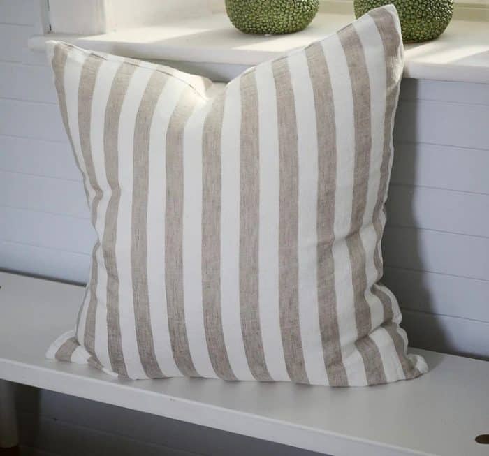 Santi Cushion - White/ Natural Stripe - Image 2