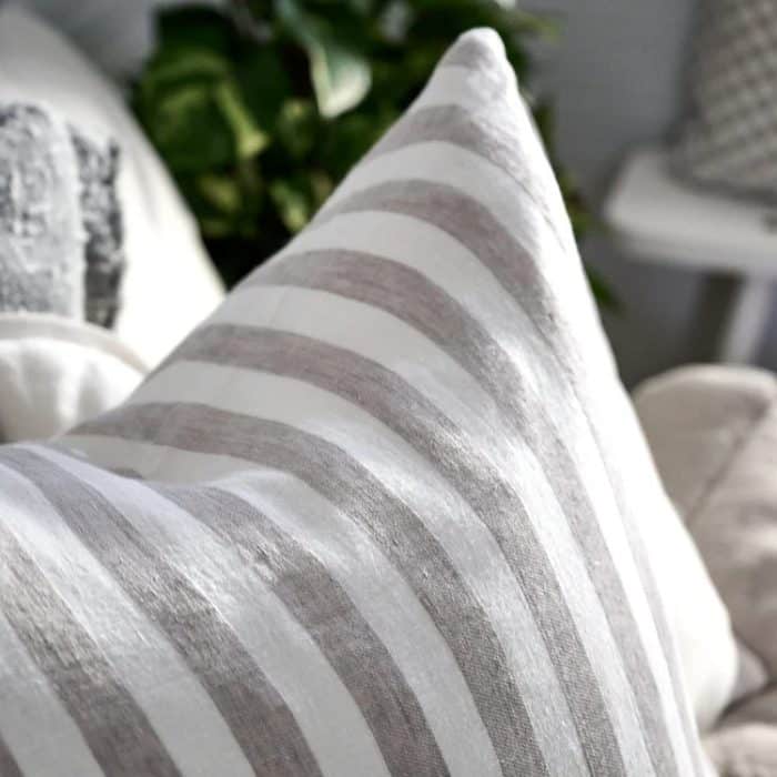 Santi Cushion - Off White/Silver Stripe - Image 2