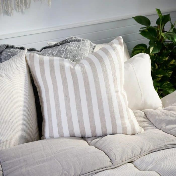 Santi Cushion - Off White/Silver Stripe - Image 3