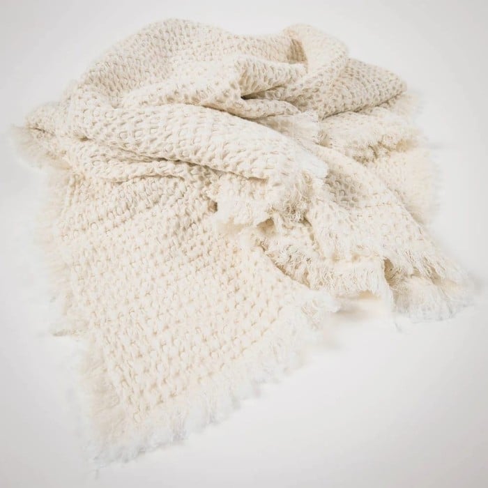 element textured cotton throw butter ivory