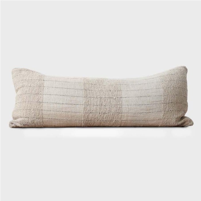 Mayla neutral handwoven long lumbar cushion