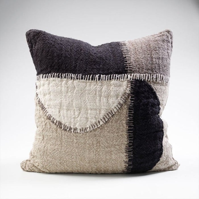 striped, handwoven linen cushion