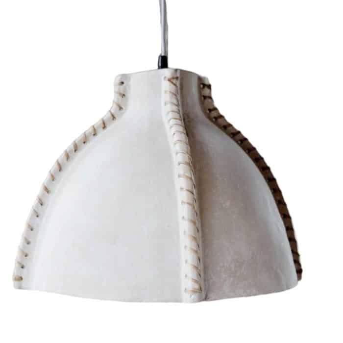 organic white thread detailed sculptured hanging pendant light